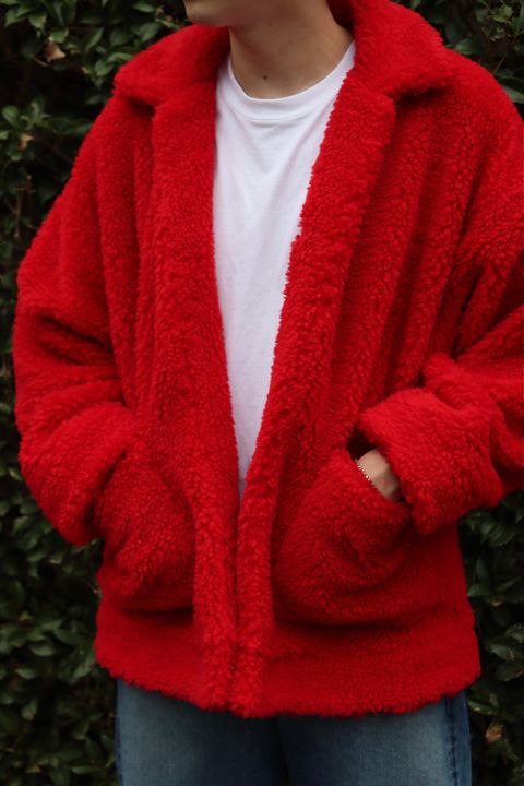 doublet HAND-PAINTED RECYCLE FUR JACKET"RED style"