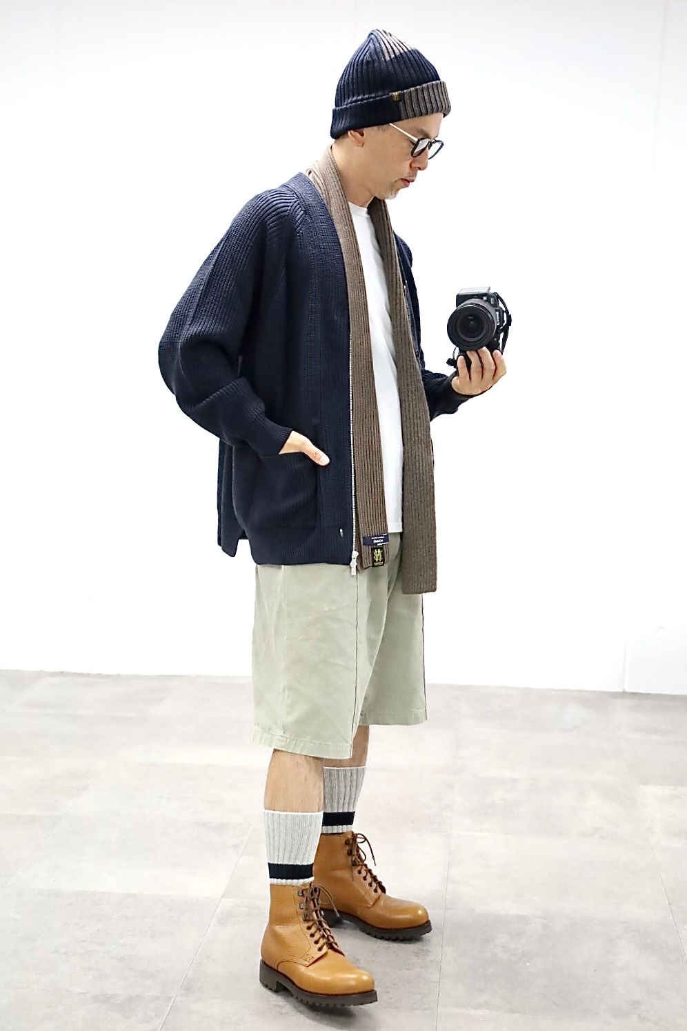 コムデギャルソンオム26FW BATONERブリーチ加工ニットキャップ (HR-N005-051-2)NAVY☆8月7日(金)発売！