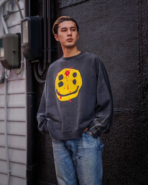 セントマイケル24AW SMILE CP_CREW SWT(SM-YS1-0000-C06)BLACK