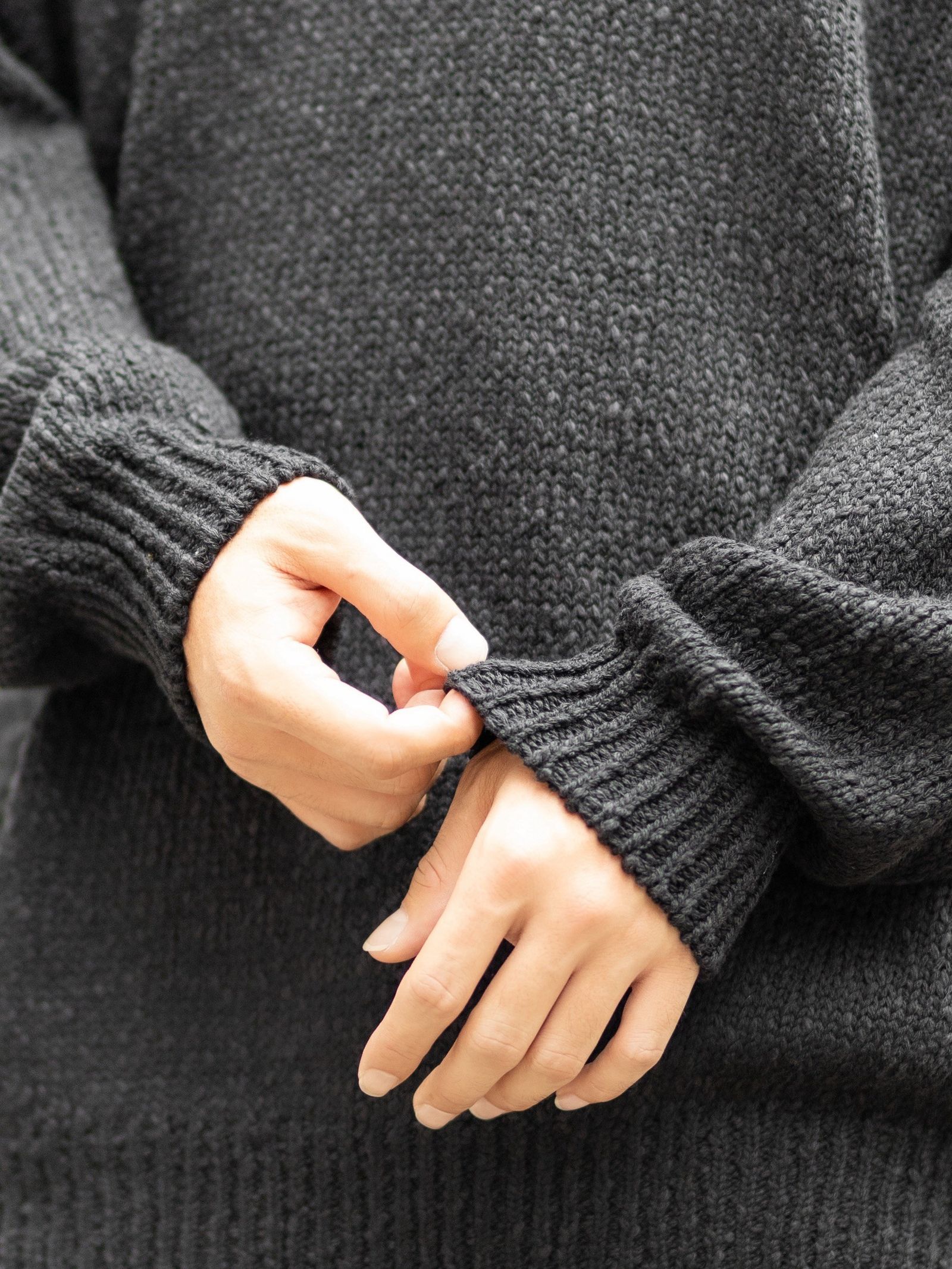 グラフペーパー Cotton Wool Slub Oversized Crew Neck Knit(GU263-80602)BLACK