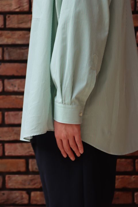 Thomas Mason for Graphpaper L/S Oversized Regular Collar Shirt style.2022.11.26