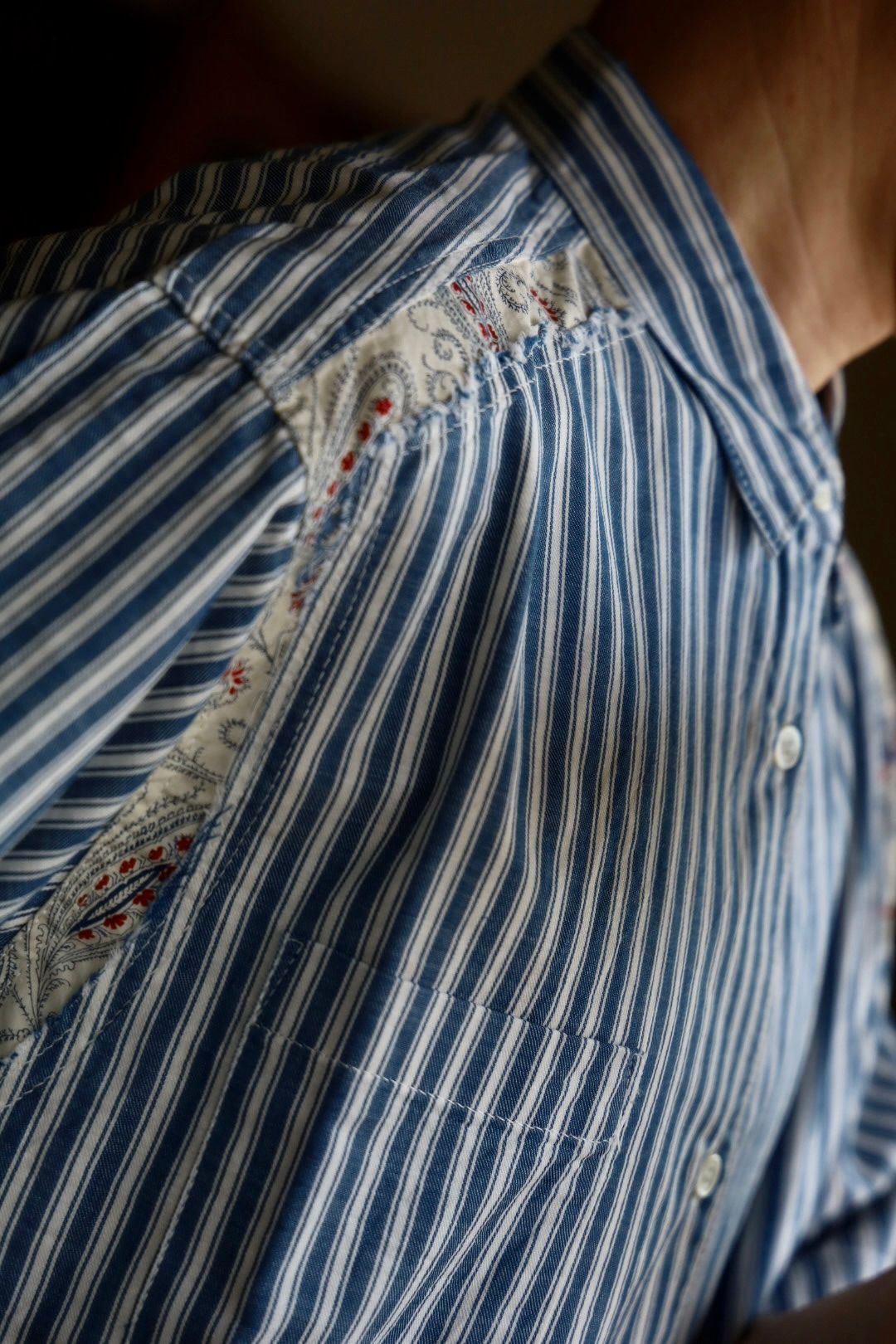 コムデギャルソンオム25SS ストライプS/Sシャツ(HO-B019-051)BLUE STRIPE