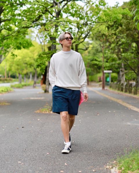 A.PRESSE High Density Weather Cloth Shorts "NAVY"スタイル