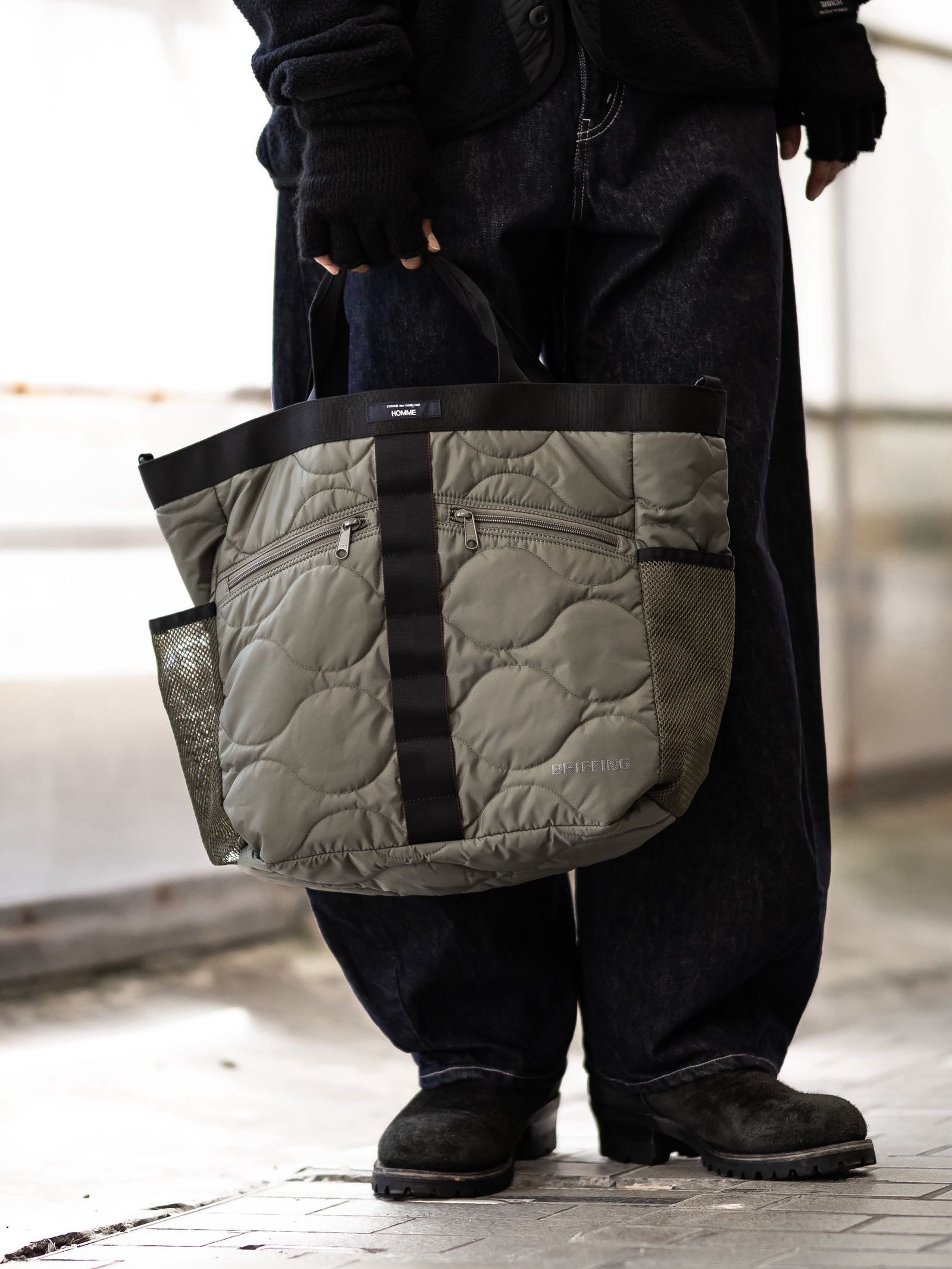 コムデギャルソンオム バッグ BRIEFING W-NAME REVERSIBLE BAG(HR-K208-051)BLACK×KHAKI