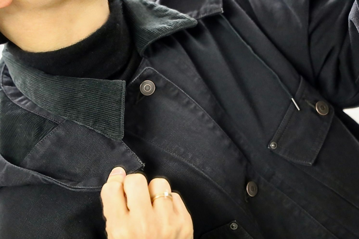 アプレッセ 2026 STYLE1 Vintage Silk Hemp Coverall Jacket (26SAP-01-17)BLACK