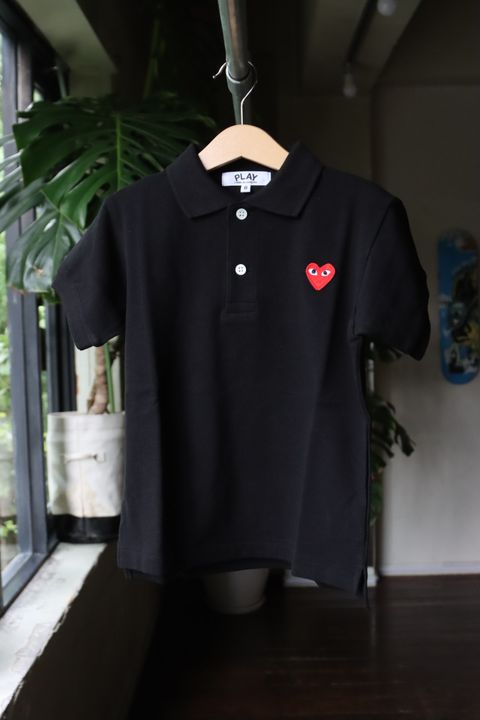 プレイコムデギャルソン キッズ ポロシャツ(REDハート)BLACK*KID'S