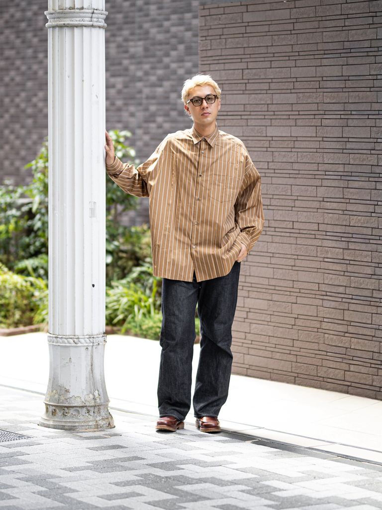 Graphpaper SIDOGRAS Brown Stripe L/S Oversized Regular Collar Shirt 8月8日(土)新作発売！