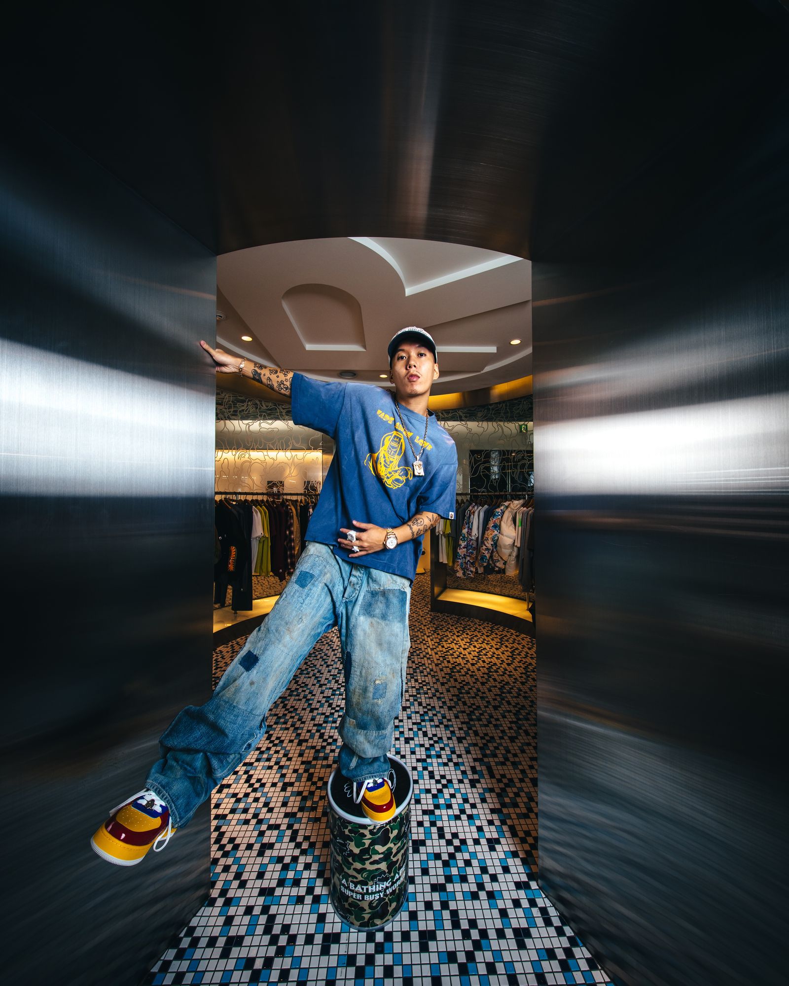 セントマイケル 26SS BAPE_SS T-SHIRT/FADE AWAY LV(SM-MK8-0000-C50)NAVY☆2月7日(土)10:00発売！