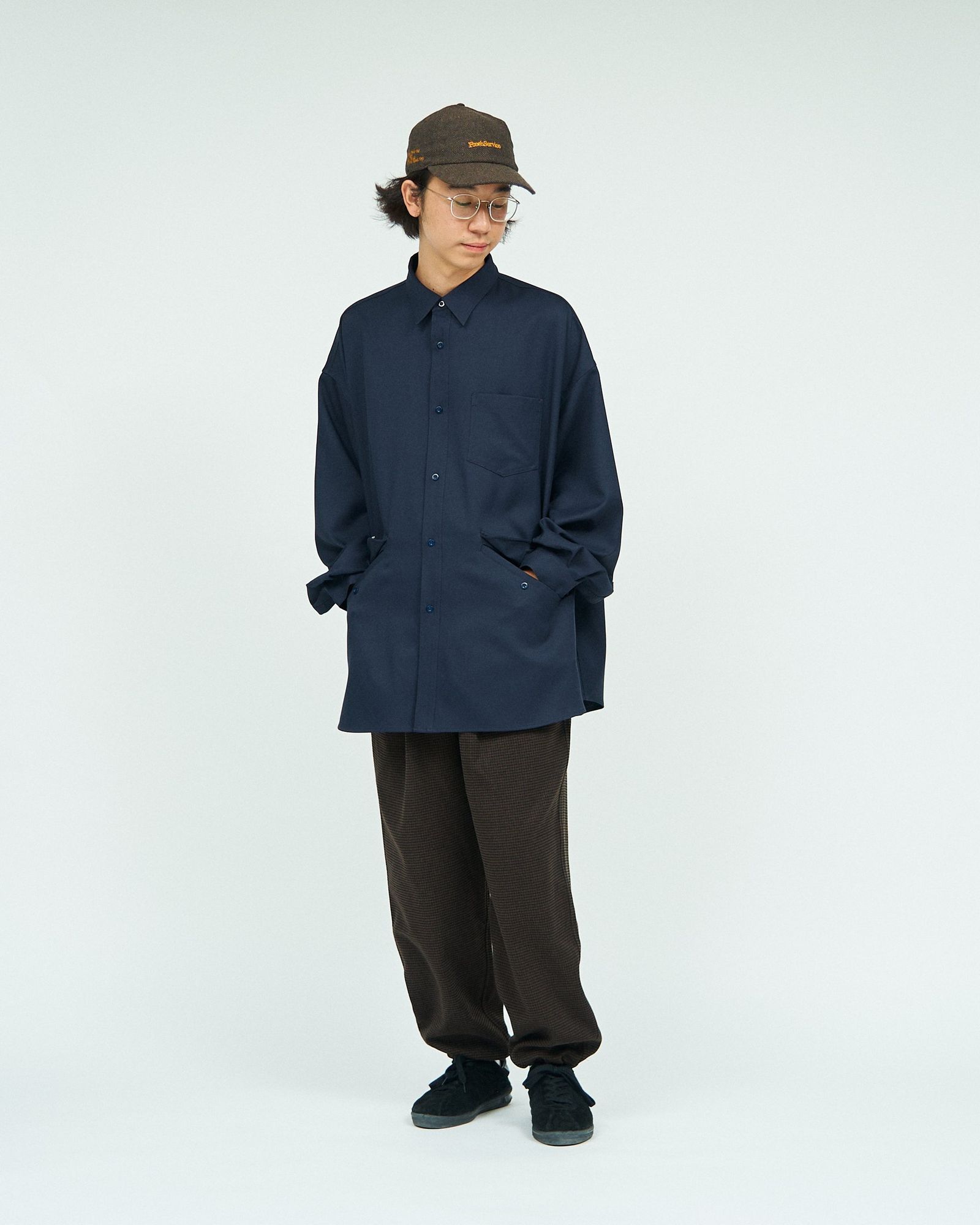 フレッシュサービス WOOLY TWILL TECH SHIRT(FSC243-50179) NAVY