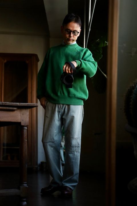 A.PRESSE  Vintage Sweatshirt"GREEN"スタイル2025.2.3.