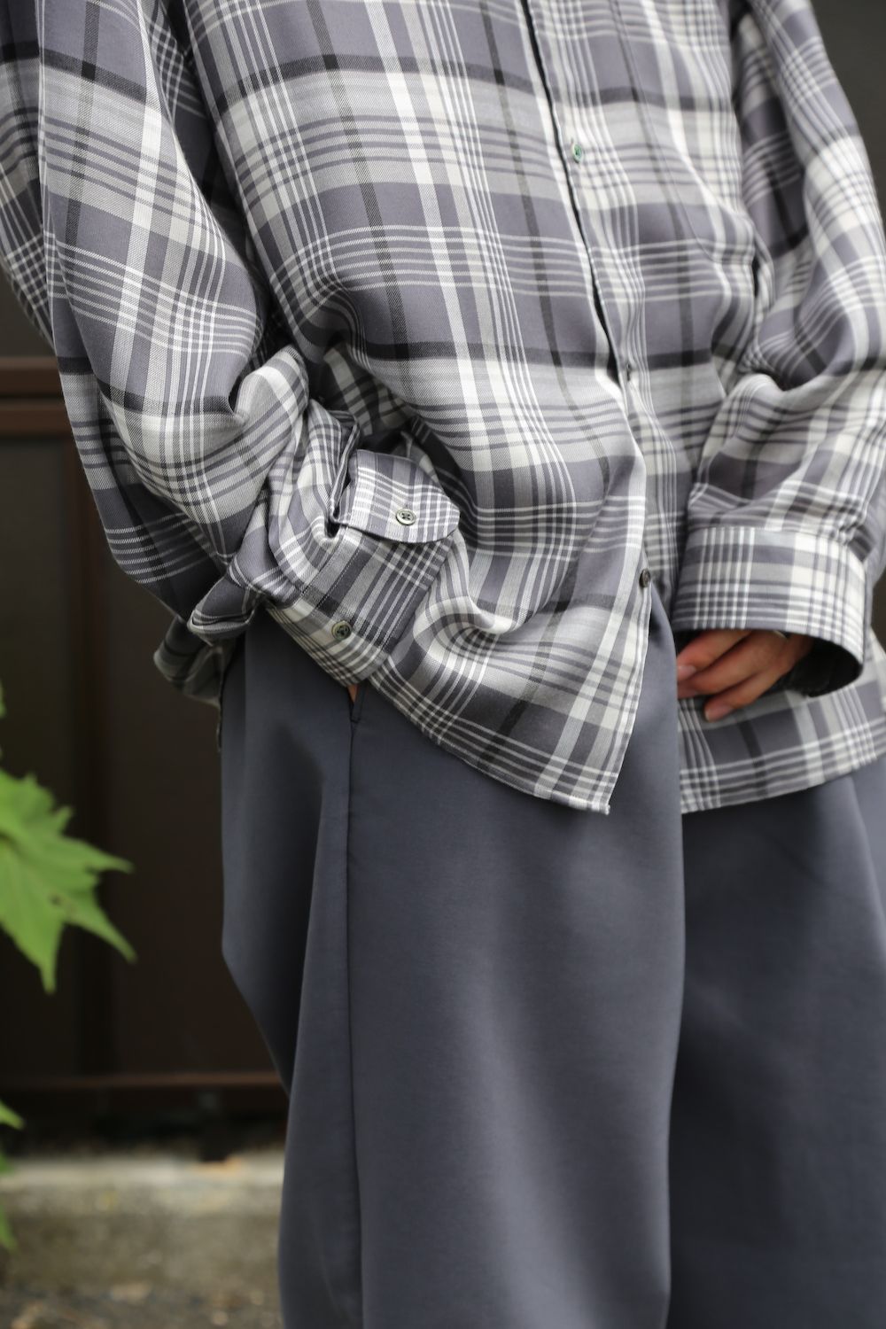 Graphpaper Tencel Check Regular Collar Big Sleeve Shirt