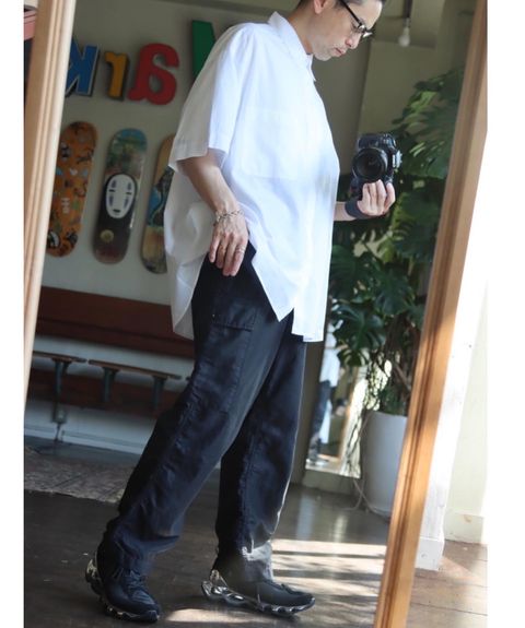 Graphpaper グラフペーパー 22SS Broad S/S Oversized Regular Collar Shirt"WHITE"スタイル.2022.5.21.