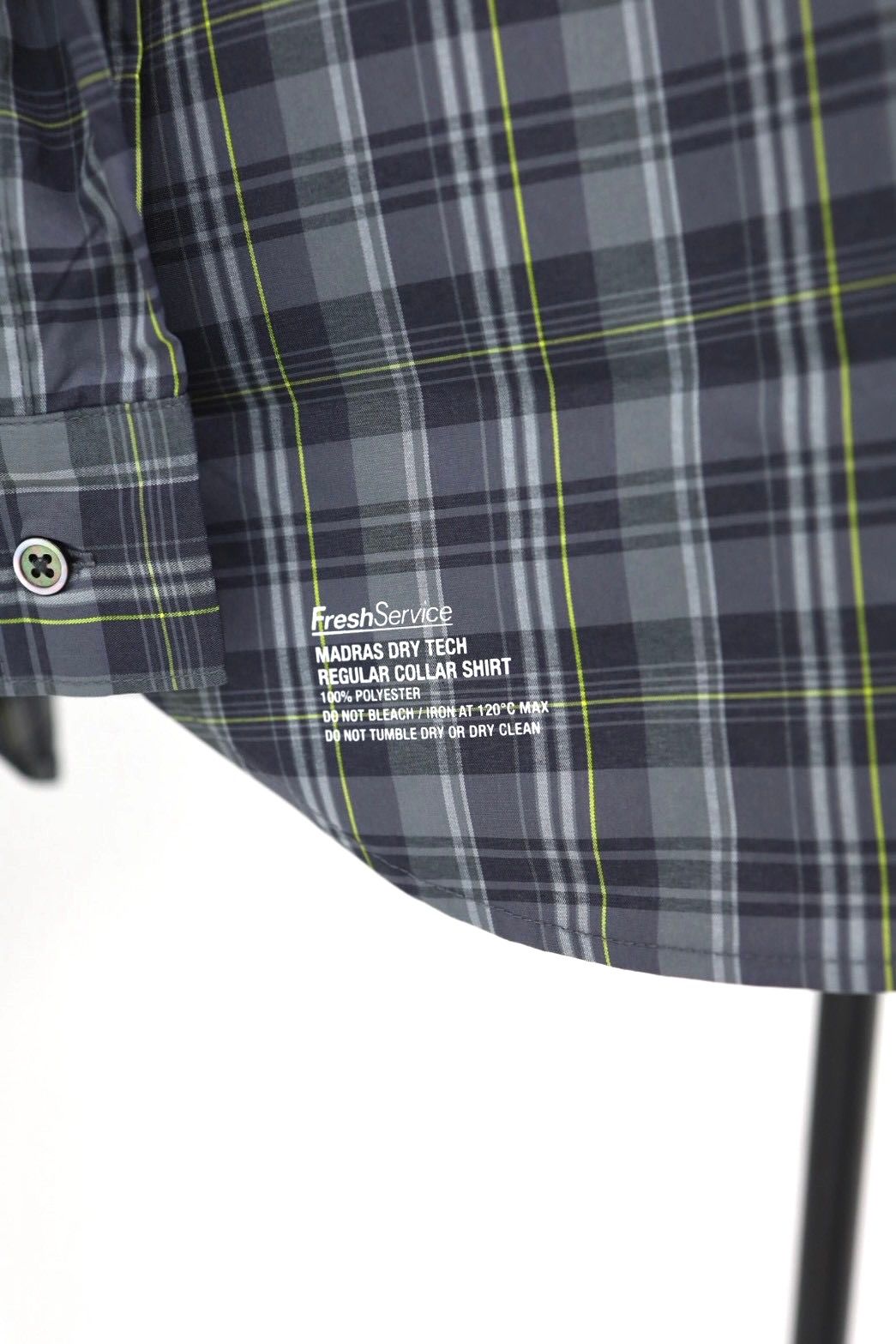 フレッシュサービス MADRAS DRY TECH REGULAR COLLAR SHIRT (FSC261-50251)GRAY