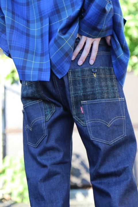 JUNYA WATANABE COMME des GARCONS MAN 綿デニム×ウールツイードLevi′s Wネームデニムパンツ Style.2020.8.30.