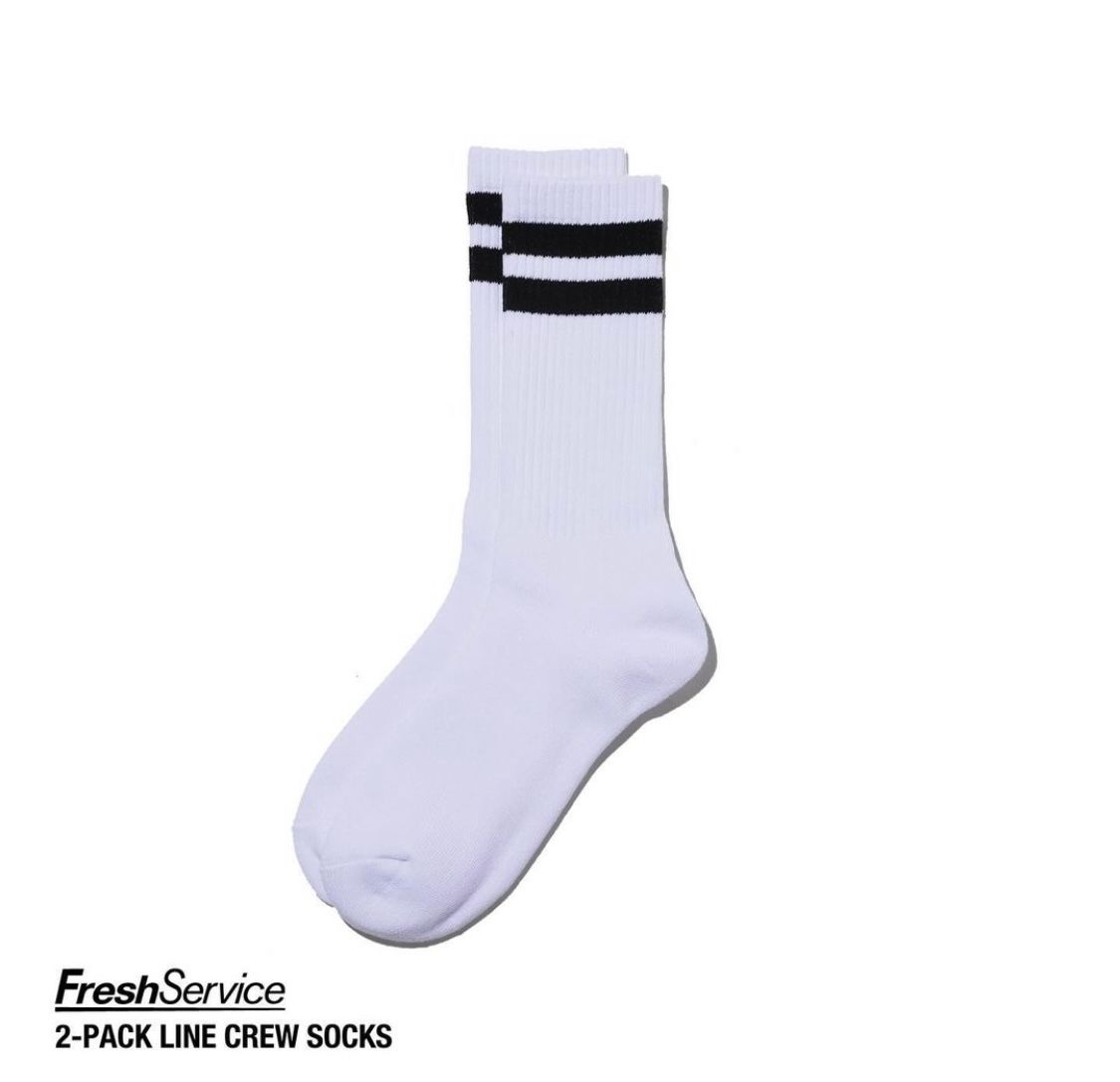 フレッシュサービスソックス 2-PACK LINE CREW SOCKS (BLACK)☆8月2日(土)再入荷！
