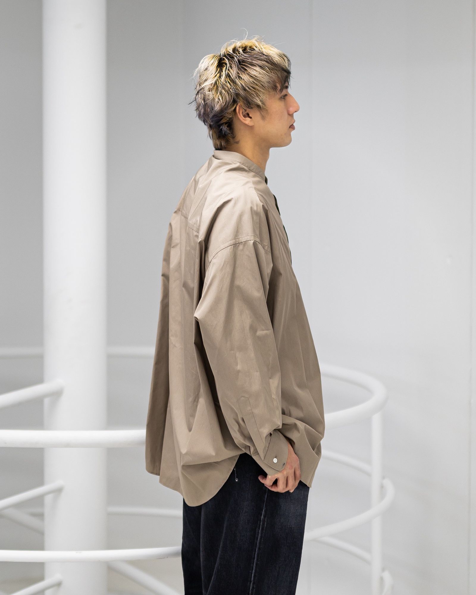 グラフペーパー 26SS ALUMO for GP L/S Oversized Band Collar Shirt(GM261-50223) TAUPE☆1月31日(土)発売！