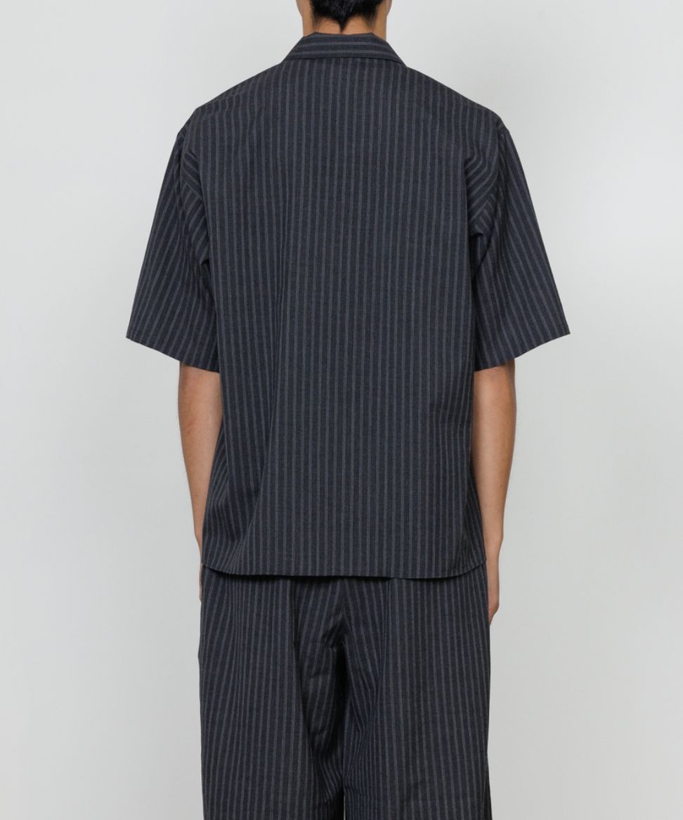 marka 26SS FLY FRONT OPEN COLLAR S/S SHIRT(M26A11SH02B)GRAY STRIPE☆新作発売！