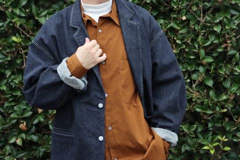 Graphpaper Broad Oversized L/S Regular Collar Shirt"BROWN"style.2021.10.16.