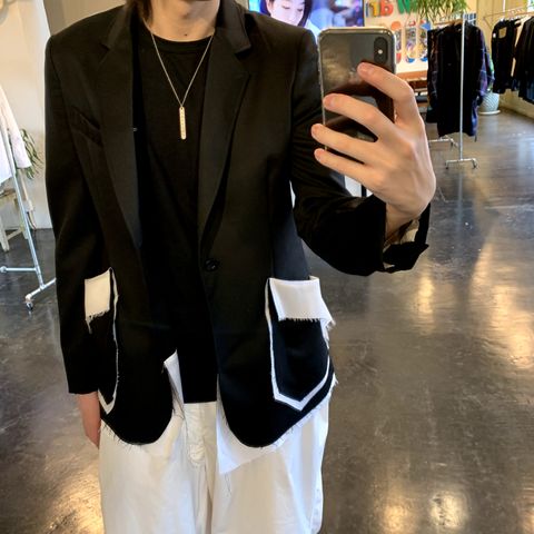 sulvam 2020AW Gabardine classic short jacket "BLACK" style.2020.7.10.