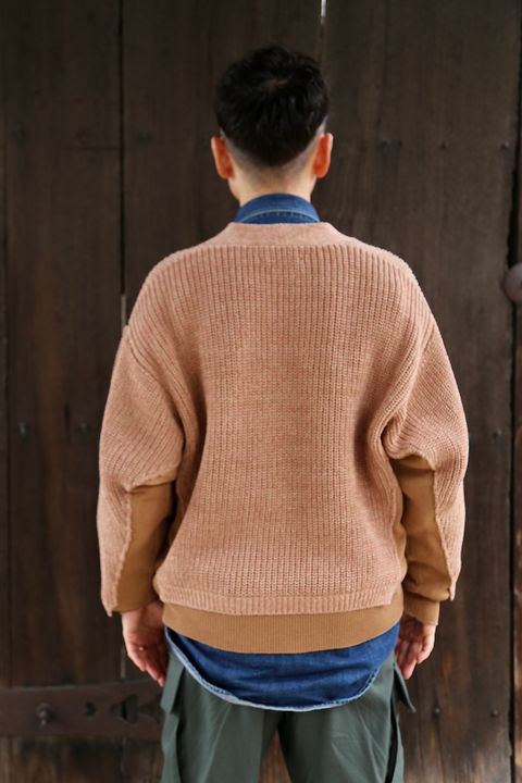 YOKE 5G CONNECTING RIB CARDIGAN"BEIGE MIX"style.2021.3.7.