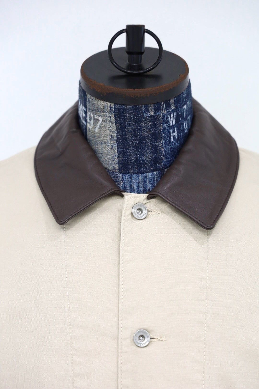 フレッシュサービス 26AW COTTON CANVAS LEATHER COLLAR WORK JACKET(FSC263-30032)BEIGE☆9月5日(土)新作発売！
