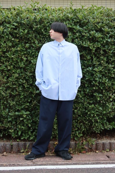 Thomas Mason for Graphpaper L/S Oversized Regular Collar Shirt style.2022.11.26