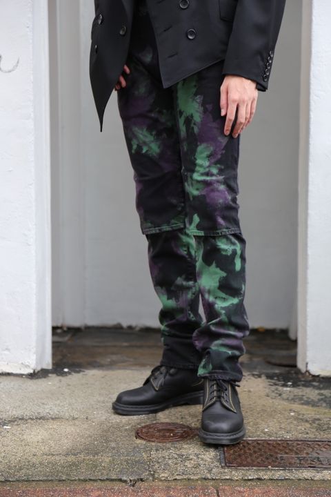 JieDa TIE-DYE 2WAY SLIM DENIM PANTS(Jie-20W-PT07)BLACK style.2020.7.10.