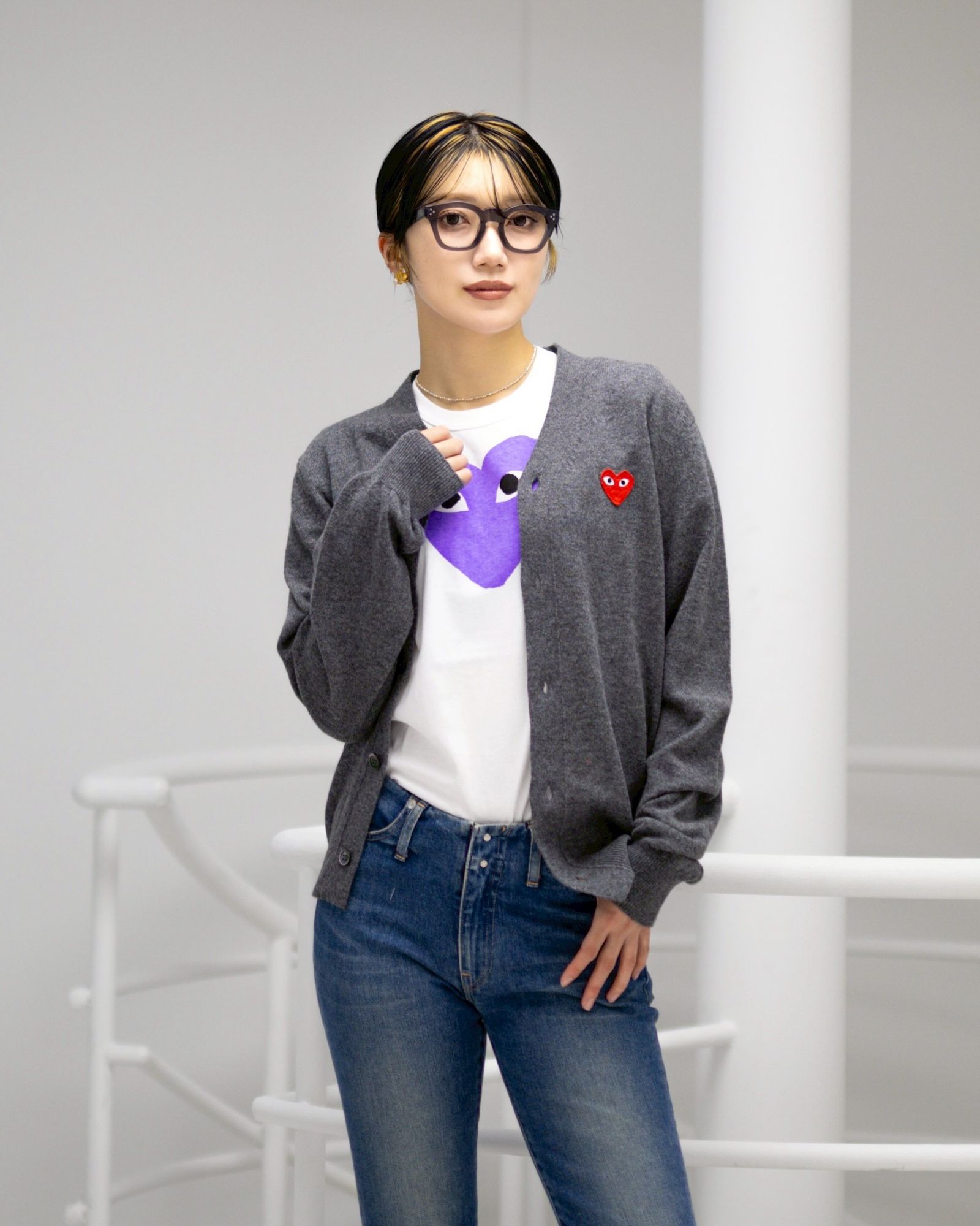 プレイ　コムデギャルソン V-NECK CARDIGAN カーディガン PLAY COMME des GARCONS 新作V-NECK CARDIGAN style.2024.12.15 | 5887