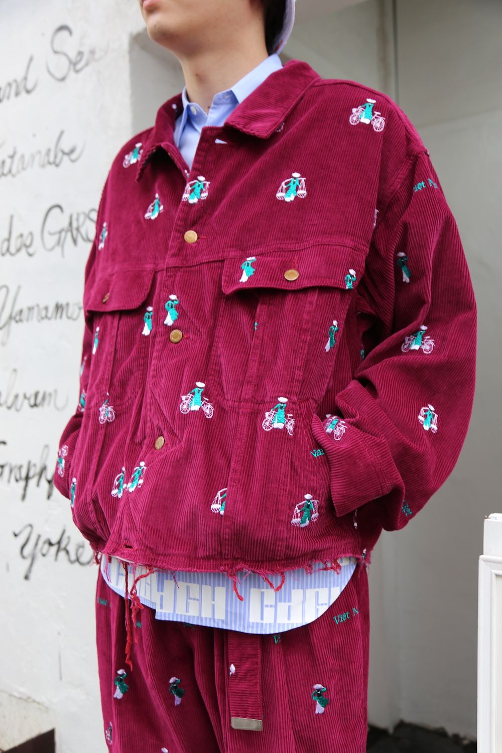 VETNAM EMBROIDERY COURDUROY JACKET & VETNAM EMBROIDERY WIDE TAPERED TROUSERSセットアップスタイル.2020.9.12.