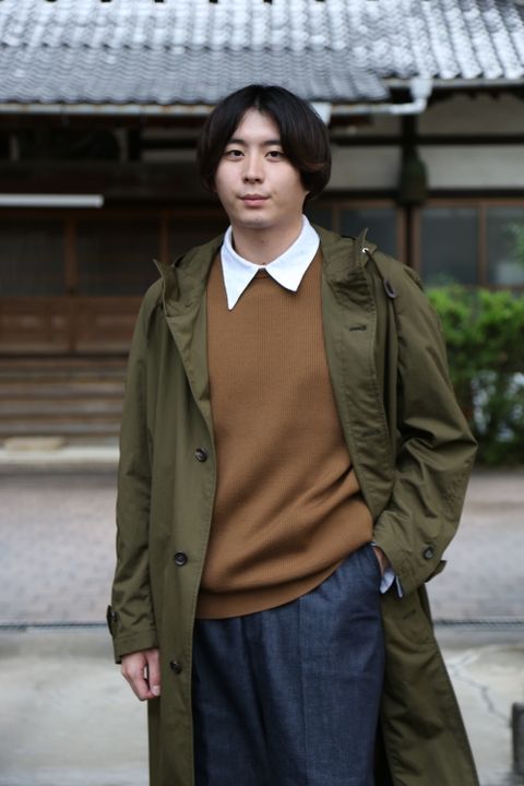 COMME des GARCONS HOMME 綿ナイロンウェザーフーデッドコート"KAHKI"style.2020.9.13.