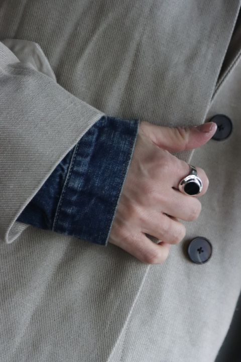 A.PRESSE Linen Half Coatスタイル