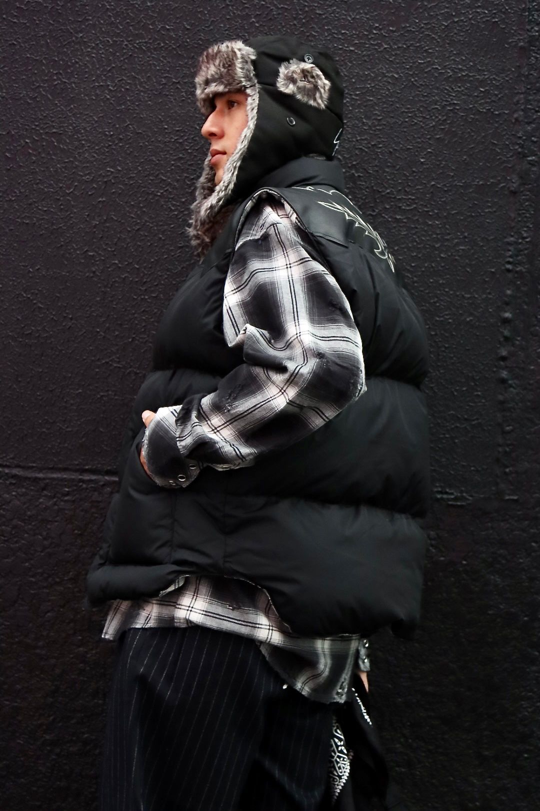 RAFU ラフ 23AW ダウンベスト RMFC DOWN VEST W/EMB'D BLACKスタイル