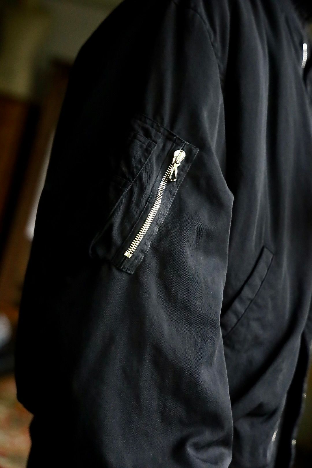 Graphpaper Fulled Wool Twill Flight Jacket"BKACK"スタイル