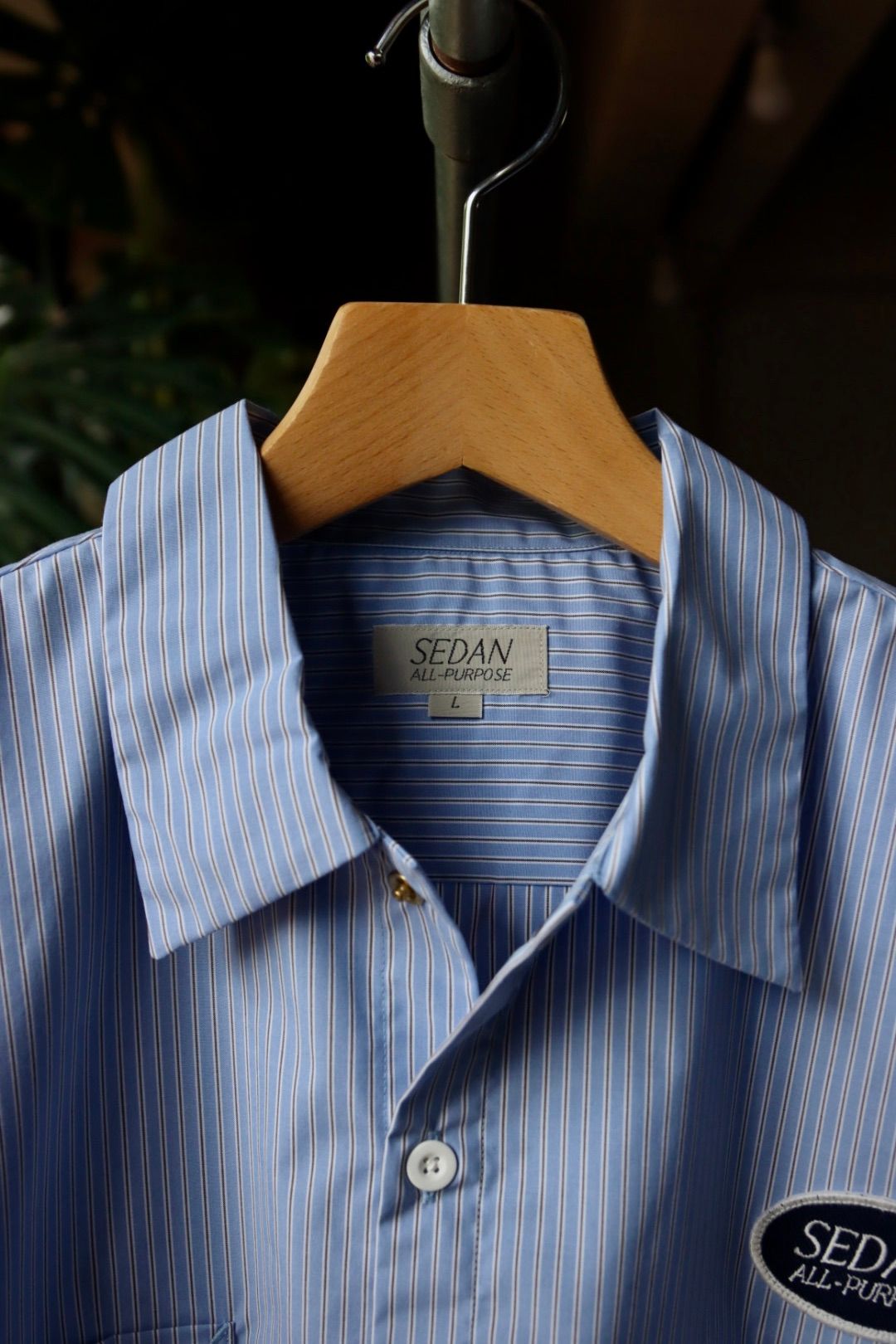 セダンオールパーパス23FW OVAL LOGO WORK SHIRT(SD23F-SH01)BLUE STRIPE
