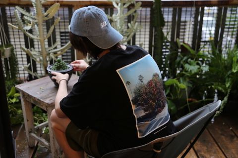 WIND AND SEA SEA "flower"PHOTO (SATIN) T-SHIRT(WDS-20S2-CS-07)"BLACK"style.2020.7.10.