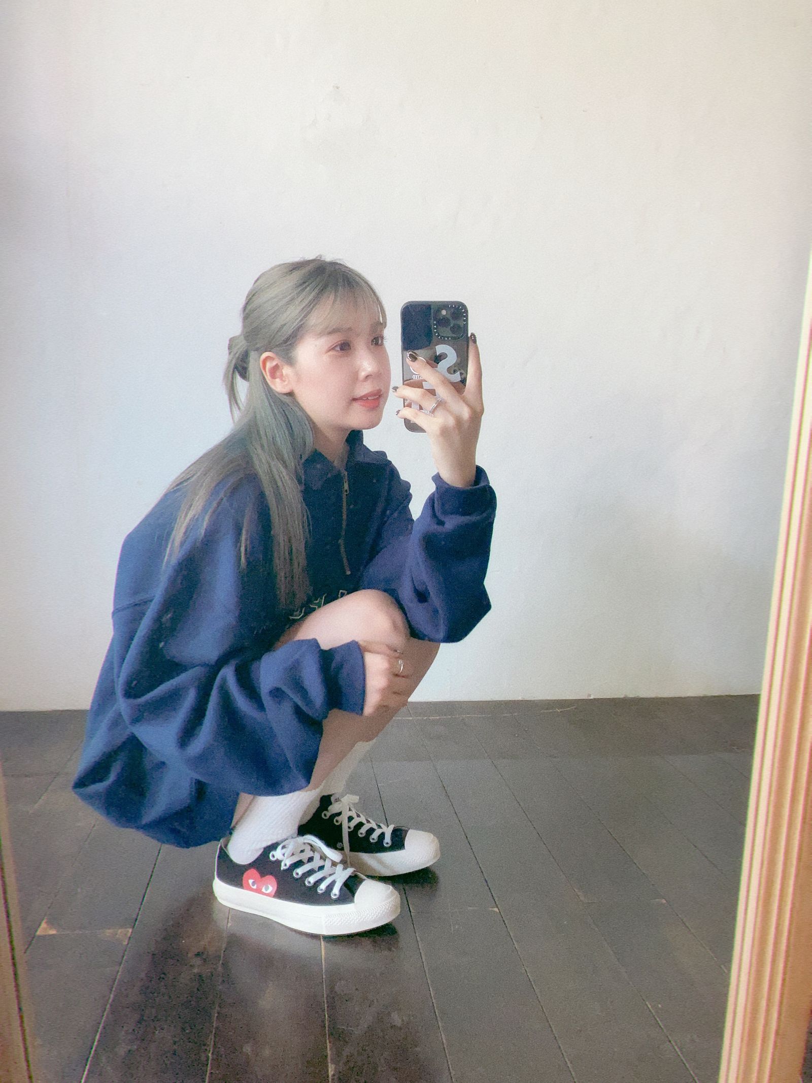 SEDAN ALL-PURPOSE FW23 Arch Logo Quarter Zip Sweatshirt"Navy"スタイル