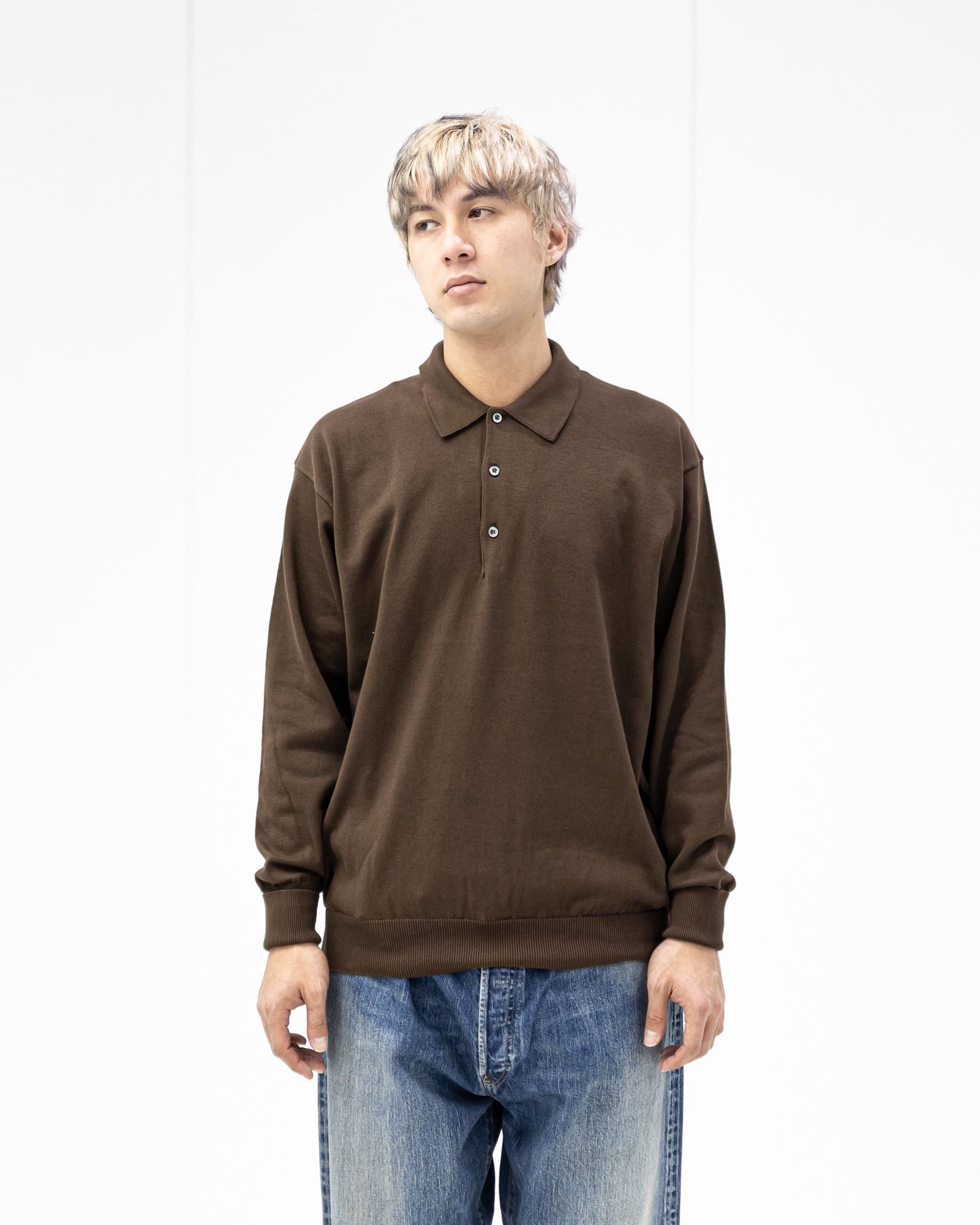 アプレッセ 2026 STYLE1 Cotton Knit L/S Polo Shirts (26SAP-03-03)BROWN☆2月7日(土)発売！