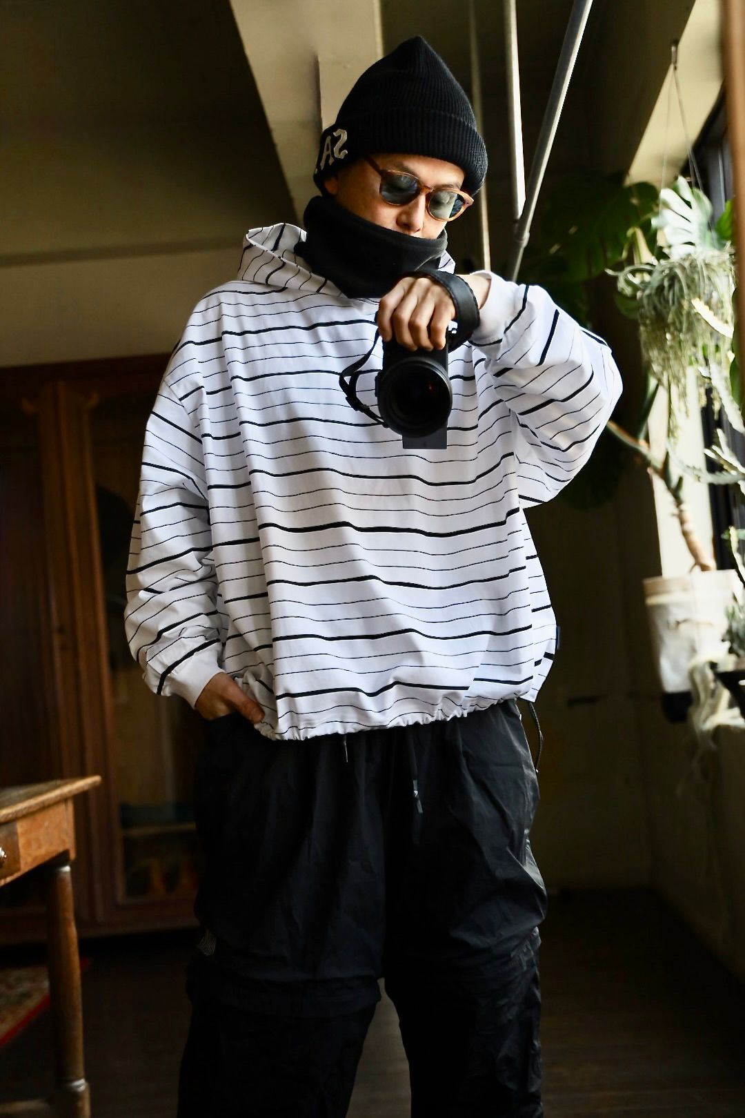 S.F.C 25SS HOODIE MIX SIDE STRIPE LS TEE