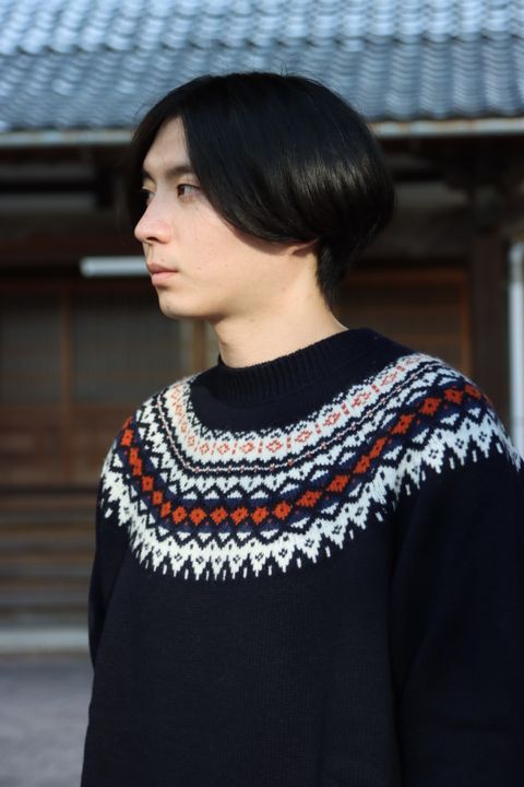 JUNYA WATANABE COMME des GARCONS MAN ウールジャガードニット"NAVY"style