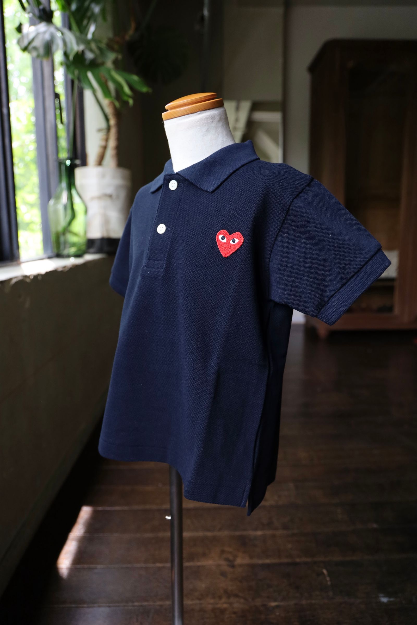 PLAYポロシャツ キッズ (AX-T505-100) NAVY/REDハート*KIDSサイズ
