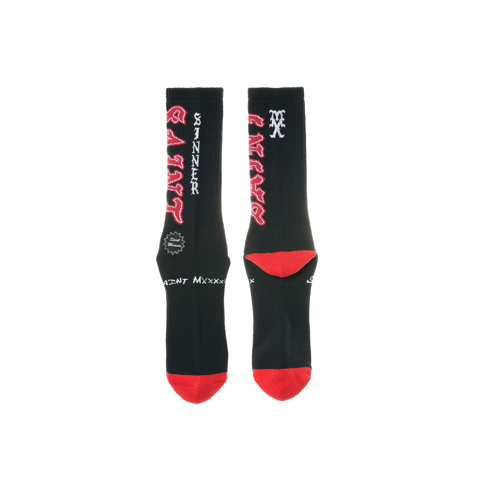 セントマイケル 26SS SAINT SOCKS(SM-MK8-0000-110)BLACK×RED☆4月11日(土)発売！