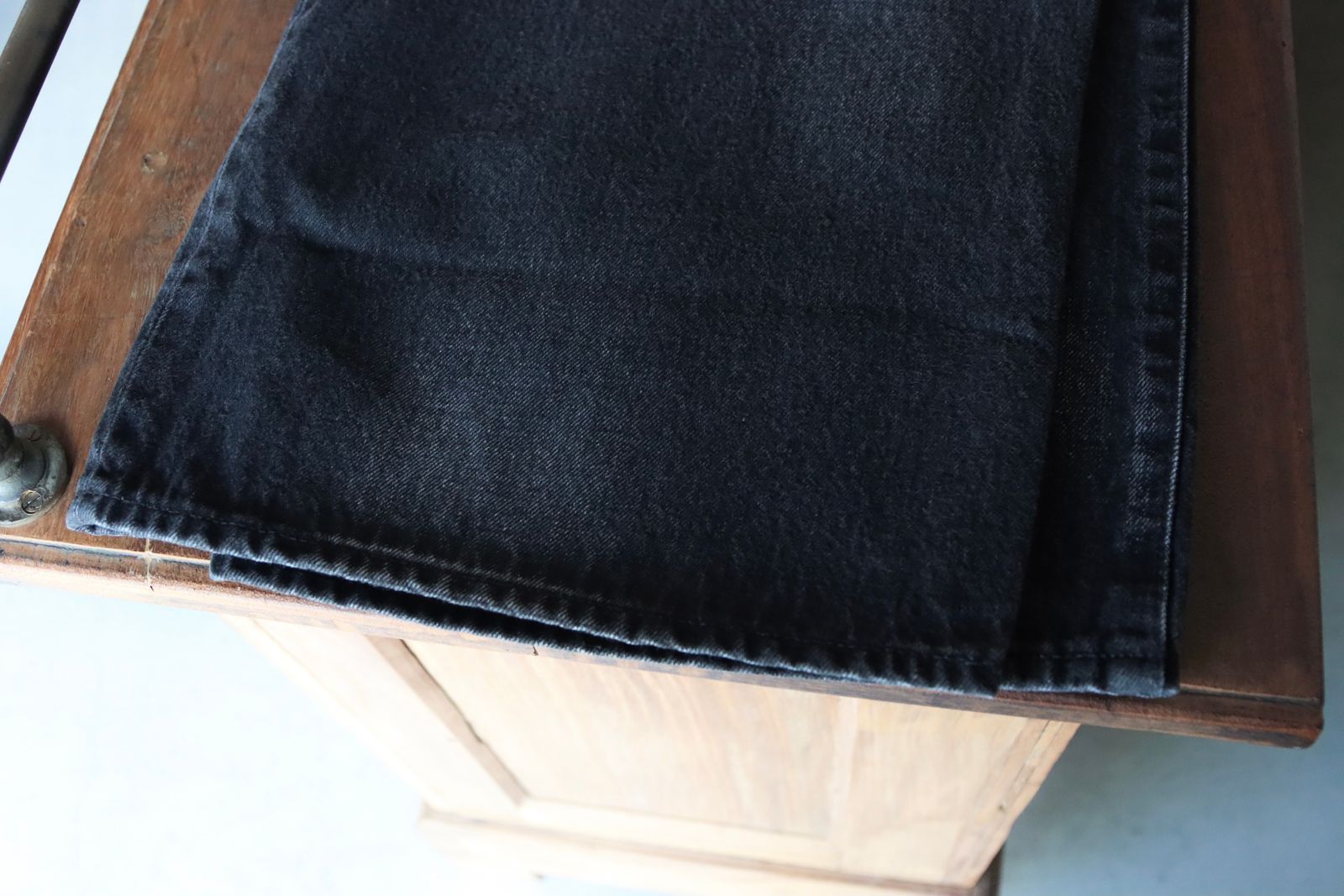 Graphpaper 25AW Women's Selvage Denim Two Tuck Wide Pants(GL253-40062DB)BLACK_DARK FADE
