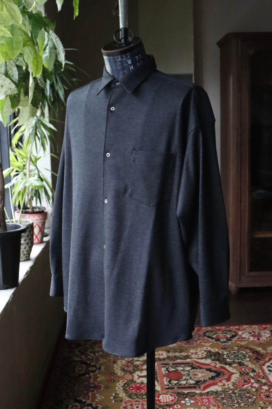 グラフペーパー 25AW Wool Smooth Flannel Oversized Regular Collar Shirt(GU253-50221B)GRAY☆10月4日(土)新作発売！