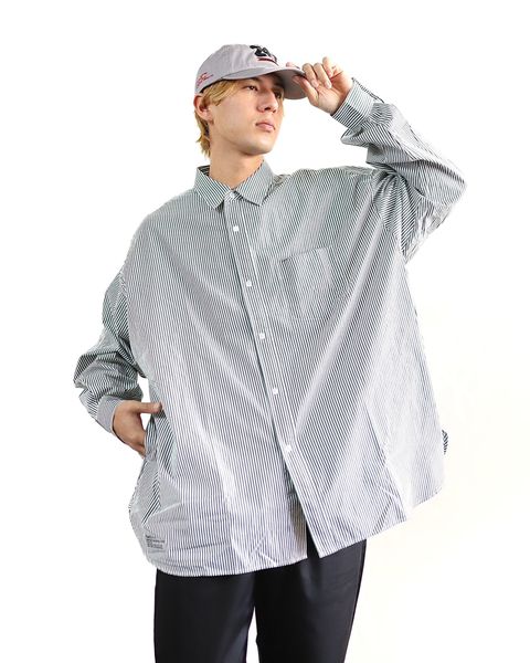 FreshService 24SS CORPORATE UNIFORM L/S SHIRT(GREEN STRIPE) style 2024.3.8