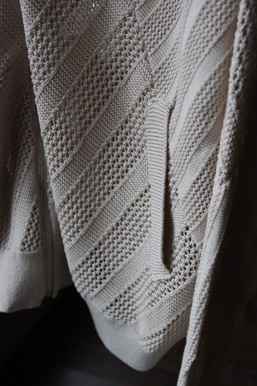 ヨーク24SS COTTON MESH STRIPE ZIP-UP CARDIGAN(YK24SS0674S)IVORY