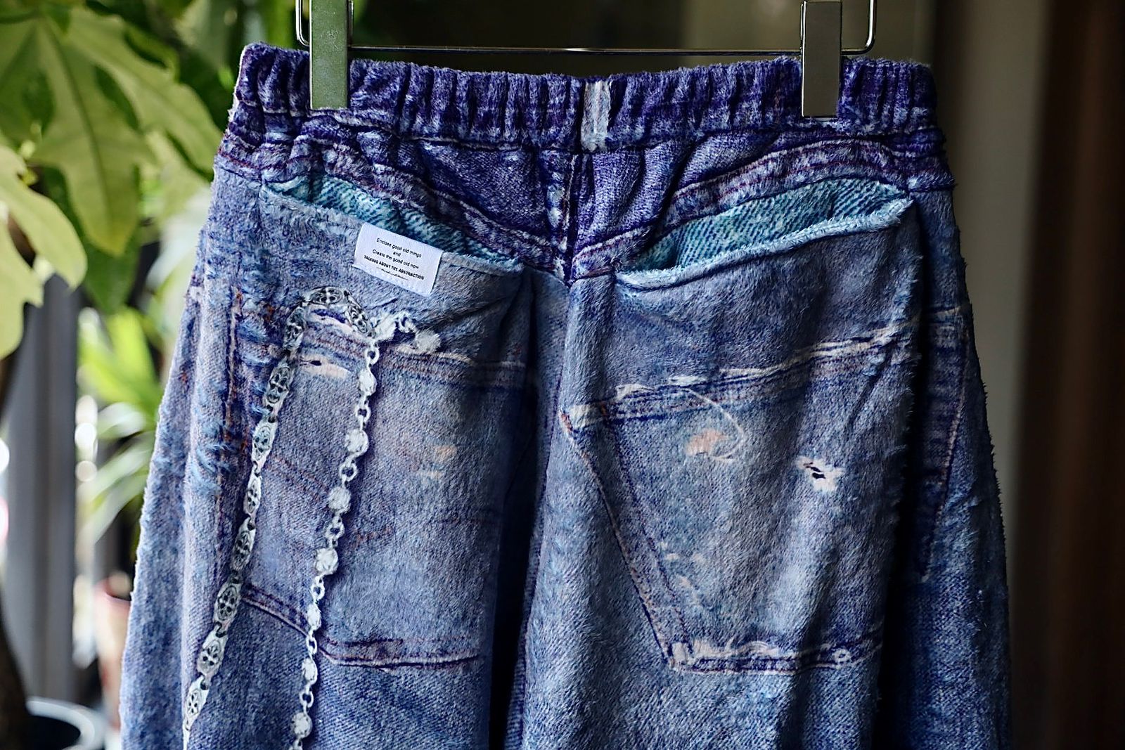 トーキングアバウト ジ アブストラクション 25AW FLEECE DENIM PRINT WIDE PANTS (2526AW-PT-005)BLUE☆新作発売！