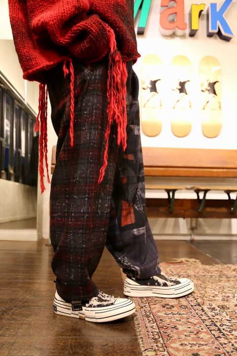 Yohji Yamamoto W-総柄中太パンツstyle.2020.10.6.