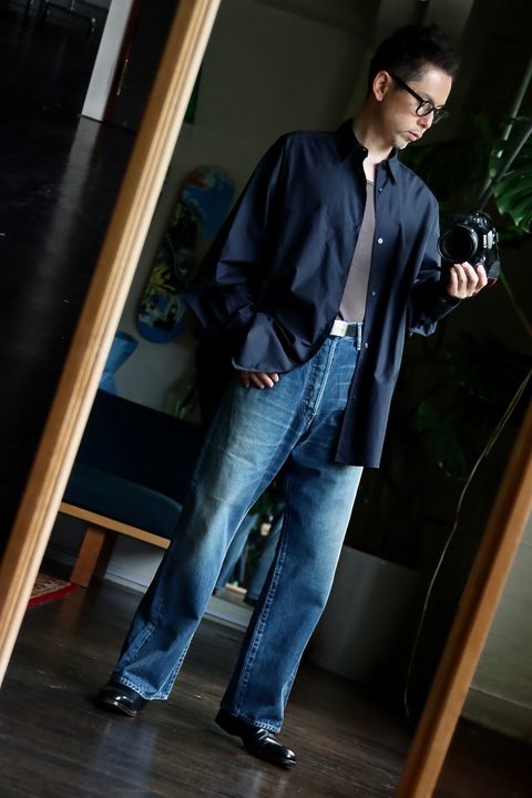 Graphpaper Selvage Denim Five Pocket wide Straight Pantsスタイル.2023.7.31.