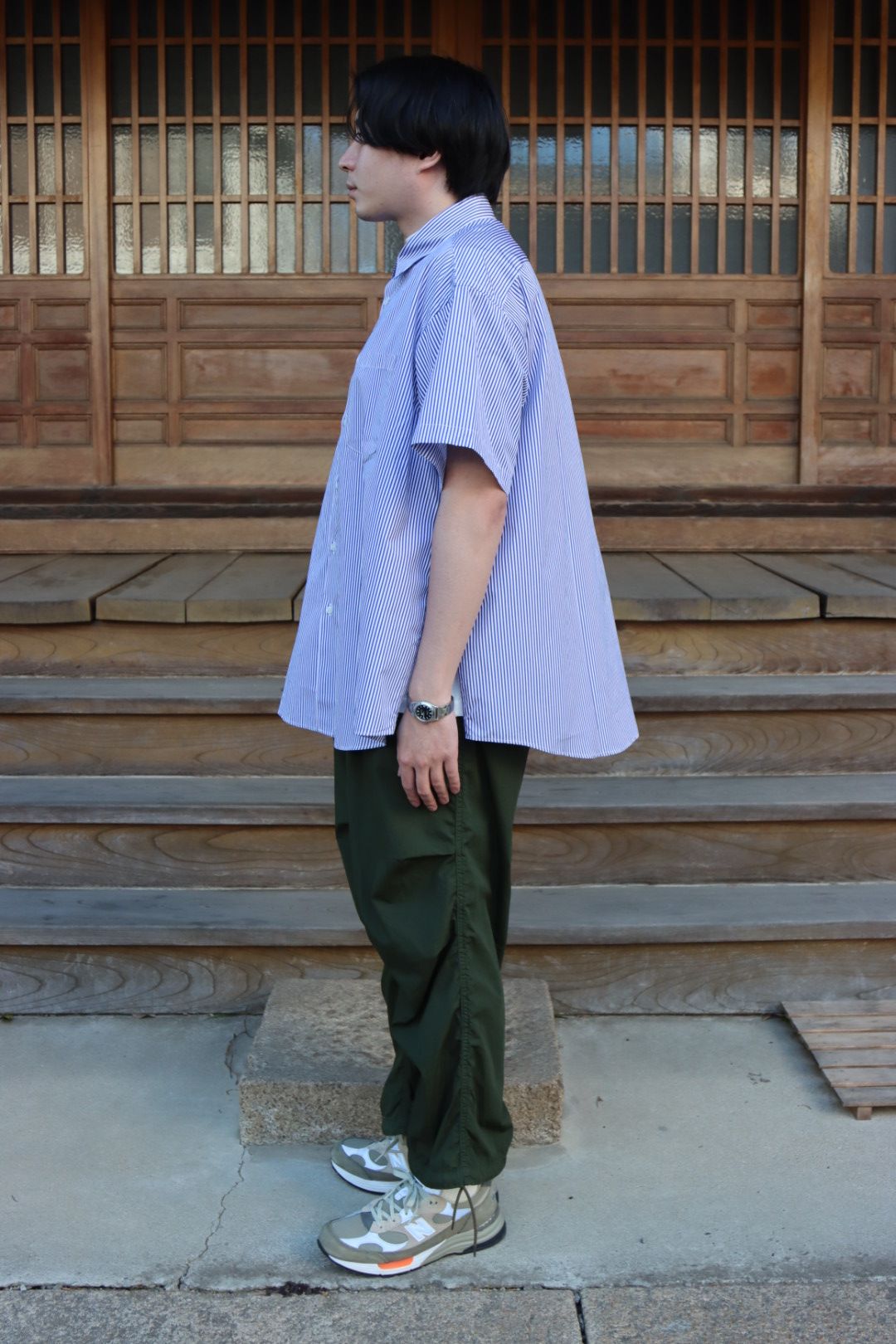 is-ness×THOMAS MASON VENTILATION SHORT SLEEVE SHIRT"BLOCKS STRIPE"イズネス22SS