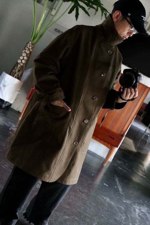 アプレッセ22FW Motorcycle Half Coat"OLIVE"スタイル